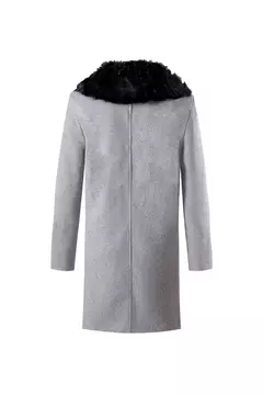 Casaco Casual de Lã dos homens europeus e americanos, outono e inverno, sobretudo de gola de pele trespassado dos homens jovens, S-5XL - comprar online