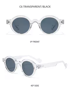 Óculos redondos punk para homens e mulheres, tons de cor dupla, decoração rebites retrô, moldura de lente clara, tendência, UV400 - comprar online