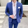 Conjunto de vestido de noiva xadrez slim fit masculino, blazers, jaqueta, calças, calças, casaco, terno, design estilo masculino, moda, 2 peças
