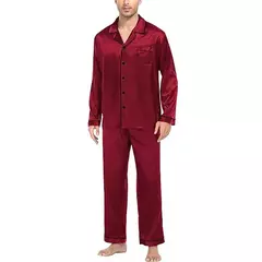 Conjunto de pijama com cardigã de manga comprida masculino, monocromático, lapela, casual, roupa de casa simples, pijamas, plus size, juventude, outono, inverno, 2 peças, conjunto - comprar online