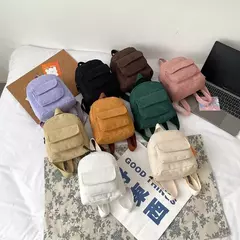 Mochila leve de veludo, mochilas pequenas, mochila de viagem, mochila escolar, campus, júnior, cor sólida, mini, bolsos múltiplos na internet