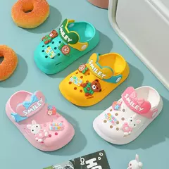 Sandálias de bebê para menina e menino, Chinelos dos desenhos animados para criança, Jardim mulas para bebê