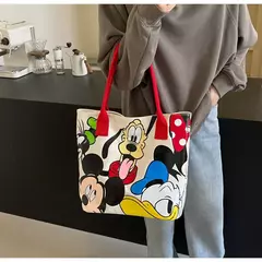 Bolsa de Ombro Disney-Mickey para mulheres, sacola versátil, bolsa de classe estudantil, grande capacidade, casual, desenhos animados, na moda na internet