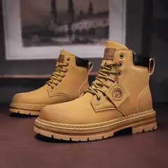 Bota de tornozelo com renda masculina, sapato de motocicleta, cano alto, verde, bota masculina de caminhada, moda inverno, novo, quente - Wolf Magazine