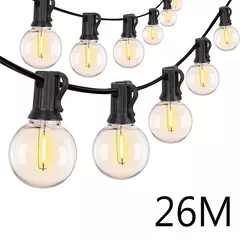 Outdoor LED String Lights, Lâmpadas, Festão, Fada, Pátio, Guirlanda, Lâmpada, Casamento, Rua, Acampamento, Jardim, Decoração de Festa, G40, 110V, 220V