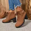 Botas de salto alto com renda para mulheres, plataforma de fivela, sapatos de couro artificial, moda feminina, 2024