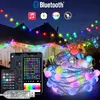 Cordas de iluminação led fada à prova dwaterproof água bolha bola lâmpada bluetooth app controle remoto usb controlador música sonho cor natal