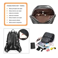 Mochila Zency-Anti-Roubo de Couro Feminina, Mochila de Grande Capacidade, Bolsa Designer de Viagem, Couro Branco, Qualidade, Elegante, A ++ - comprar online