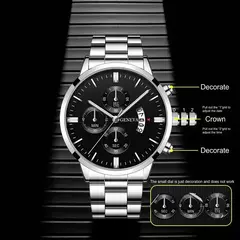 Relógio de pulso de quartzo para homens, calendário de luxo, relógios, relógio masculino, pulseira, moda - comprar online