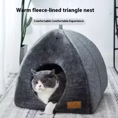Novo triângulo ninho de gato fechado casa de gato ninho de animal de estimação quente e engrossado sono profundo ninho de cachorro suprimentos para animais de estimação fechado cama de gato barracas de gato