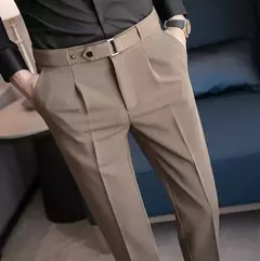 Calça formal de cintura alta masculina, roupa de negócios, calça para alfaiataria social, de qualidade luxuosa, preta, verão, 2022