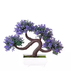 Imagem do Plantas de plástico artificiais bonsai pequeno vaso de árvore vaso de flores jardim arranjo de plantas falsas ornamentos quarto decoração de mesa de casa