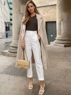 TRAF-Calças lápis cintura alta com costura para mulheres, calças no tornozelo, moda escritório, streetwear outono, 2023 - loja online