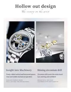 OLEVS Relógio Mecânico Automático para Mulheres, Relógio Transparente, Big Dial Design, Bracelet Set, Presente de Luxo, 40mm, 6699 na internet