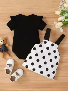 Imagem do MiniFox-Vestido de urso rosa Romper e Dots para bebês, vestido suspensor para recém-nascidos, vestidos de urso dançante, fofos