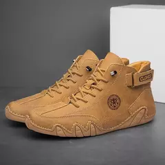 CLOHOO-Botas de couro confortáveis masculinas, solas macias, sapatos britânicos - comprar online