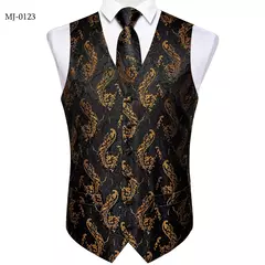 Festa de casamento ouro colete paisley floral jacquard colete masculino 4 pçs colete gravata lenço anel hanky abotoaduras conjunto dibangu na internet