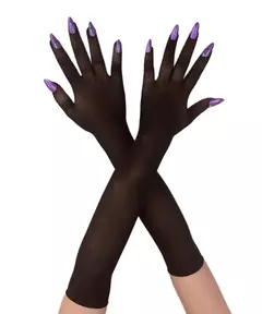 Luvas sem costura ultrafinas, luvas fantasmas de unhas longas de Halloween, fantasias de adereços de desempenho longo para cosplay, luvas de garra de camaleão