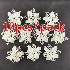 (10pcs) artificial árvore de natal flor glitter decorações enfeites de natal presente de ano novo - comprar online