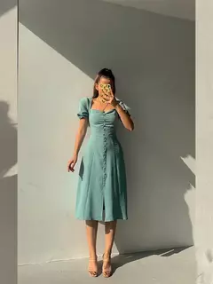 2024 verão moda verão saia estilo férias sexy vestido feminino com decote em v único breasted encolher vestido de comprimento médio - loja online