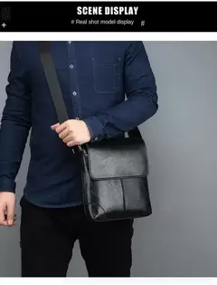 Bolsa crossbody impermeável para homens, cor sólida, grande capacidade, pasta portátil, armazenamento de couro PU, sacos de ombro, meninos - Wolf Magazine