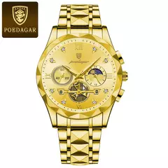 Relógio de pulso luxo masculino Poedagar, relógio cronógrafo luminoso impermeável, aço inoxidável, relógios quartzo - comprar online