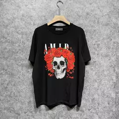 Camiseta solta com gola redonda de algodão masculino, estampa de letras, manga curta, estilo de rua alta, blusa casual, roupas tamanho grande, tendências na internet