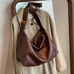 Bolsa Boston de couro PU para mulheres, bolsa de ombro de grande capacidade, bolsas crossbody, design de travesseiro vintage, casual na internet
