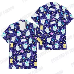 Camiseta grande solta com estampa animal havaiana masculina, blusa de manga curta, 3D divertido, desenhos animados, praia, verão, novo