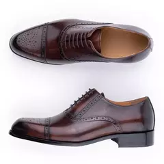 Sapato de couro genuíno masculino, Brogue clássico, Ternos de negócios, Artesanal, Formal, Escritório, Festa de Casamento, Vestido Homem, Fósforos, Novo Estilo na internet