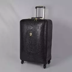 Crocodilo Padrão Couro Rolando Bagagem, Embarque Trolley Mala, Bagagem de Viagem Real para Homens e Mulheres, 16 20 24 Polegada - comprar online