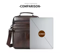 Westal Mensageiro de Couro Genuíno Bag, Laptop sacos para documentos, saco de negócios, Bolsas de ombro masculinas, 13 ", 6173 - Wolf Magazine