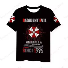 Anime Game Resident Evil 3D Print T-shirt para homens e mulheres, tops de manga curta Hip Hop, camiseta infantil, roupas de verão, moda na internet