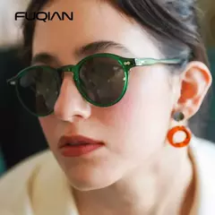 Óculos de sol retrô redondo para homens e mulheres, pequenos óculos polarizados masculinos e femininos, tons vintage literários, óculos para dirigir na moda - comprar online