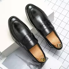 Mocassins de couro com slip-on masculino, sapatos casuais formais de negócios, sapatos marrons, tamanho grande 38-48, primavera e outono, 2024 - Wolf Magazine