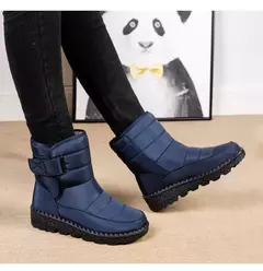 Botas de neve impermeáveis antiderrapantes para mulheres, sapatos de plataforma, tornozelo quente, sapatos acolchoados de algodão, inverno
