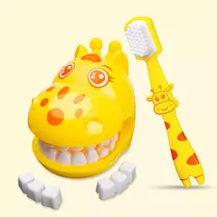 Montessori brinquedos educativos para crianças, girafa bonito, dentista Role-Playing Games, escova de dentes, fingir jogar, presentes para crianças