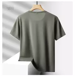 Imagem do Camiseta esportiva de secagem rápida masculina, blusa de mangas curtas, casual preta e verde, camiseta de ginástica, roupas de verão, tamanho grande 6XL 7XL, 2024