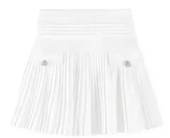 Minissaia plissada de cintura alta feminina, estilo coreano, branca, casual, fina, Universidade, Metal, letra D, verão - loja online
