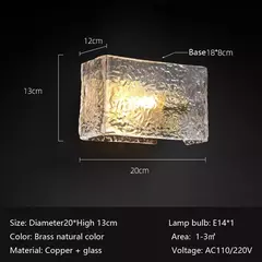 Luxo Lâmpada De Parede Com Onda De Água Padrão, Todo O Cobre, Sala De Estar Fundo, Quarto, Cabeceira, Hotel, Salão, Corredor - comprar online