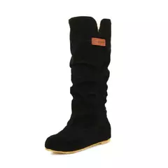 Botas de neve de tubo médio para mulheres, fio de algodão oco, laço de gancho, sapato feminino fosco, tamanho grande, novo, 2024