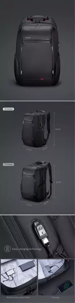 Kingsons bolsa masculina à prova d'água, mochila para laptop de 17 polegadas com carregamento usb externo, mochila antifurto para laptop, multicamadas - loja online