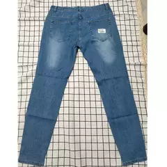 Calças jeans skinny rasgadas elásticas masculinas, bordado branco, algodão, hip hop, buraco negro, slim fit, calças jeans grandes, alta qualidade - loja online