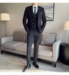 Terno xadrez formal masculino, vestido de noiva noivo, blazer de festa, calças, jaqueta, colete, calças, high-end, casual, escritório, marca na internet