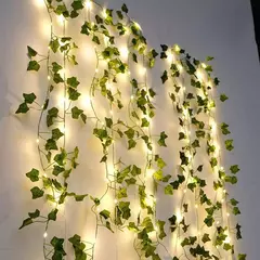 Green Leaf Ivy Vine com luzes LED String, Guirlanda para casa, Decoração do quarto, Wedding Glowing, Planta artificial, 2m - comprar online