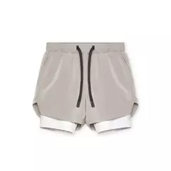 Imagem do Calções esportivos masculinos de deck duplo, secagem rápida, moletom de corrida muscular, 2 em 1, treino de fitness, verão