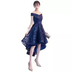 Vestido curto fora do ombro, elegante vestido de baile, frente curta e costas lo - loja online