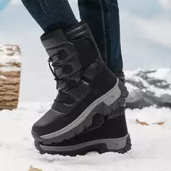 Botas de neve de pelúcia quente para homens, botas impermeáveis de motocicleta, botas antiderrapantes, top alto, novo, inverno - Wolf Magazine