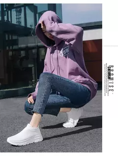 Imagem do Tênis de corrida respirável masculino e feminino, calçados esportivos leves, tênis slip-on, meias da moda, tamanho grande 46, venda quente