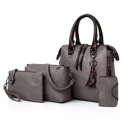 Bolsa de couro de luxo para mulheres, bolsa de ombro feminina, bolsas de alça superior, marcas de grife famosas, 4 peças por conjunto - comprar online